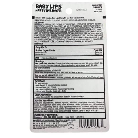 Maybelline Baby Lips Limited Edition Cherry Me + Quenched 2 Pack - Picture 3 of 5